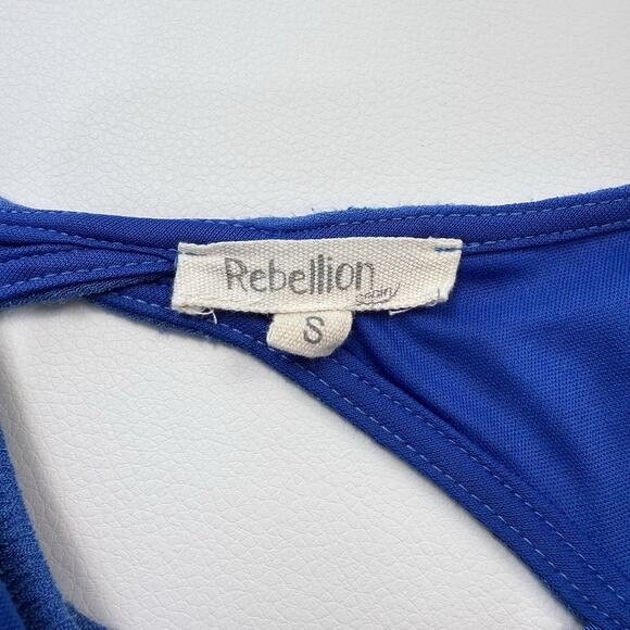 Rebellion Dress Size S Blue Embroidered Back Cut Out Loose Flowy‎ Boho Hippie - Picture 6 of 10